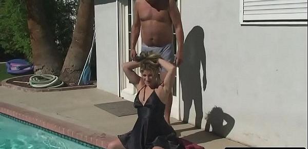  Mature pregnant wife is enjoying some dipping time in the pool and fuck with husband